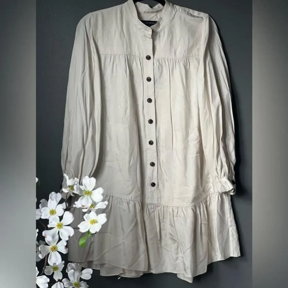 Banana republic Petite Flounce-Hem Dress (XS- Transition Cream White) - Picture 2 of 7